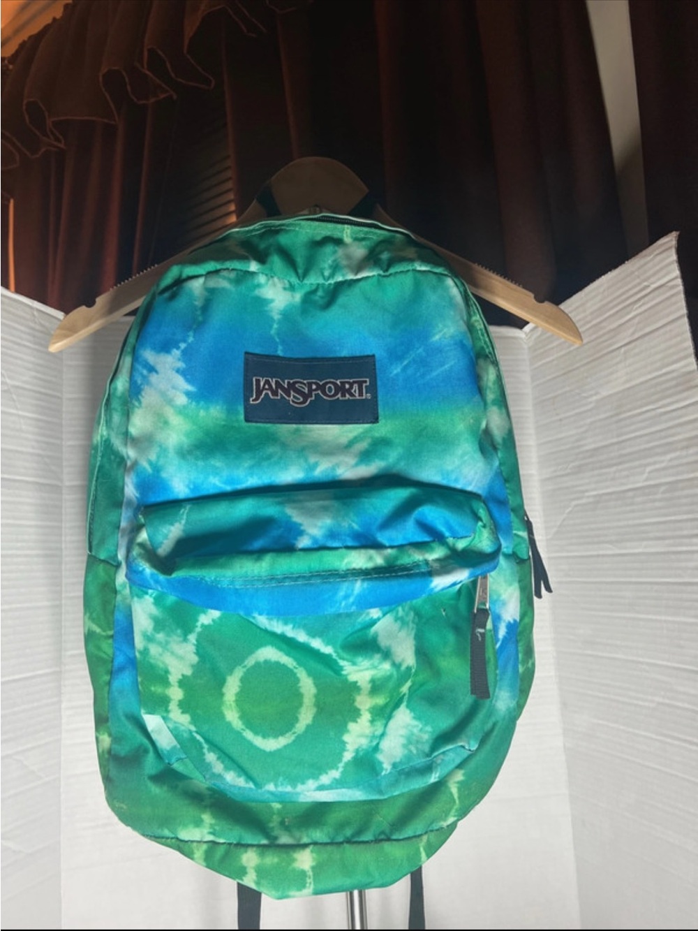 JanSport Green and Blue Tie-Dye Backpack